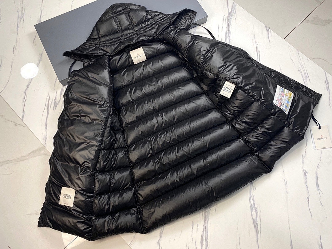 Moncler Hooded Long Puffer Down Jacket – Black