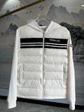 Moncler Hooded Knit-Splice Down Jacket – White & Black