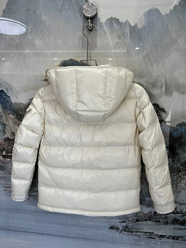 Moncler Kids Hooded Puffer Down Jacket – Cream White