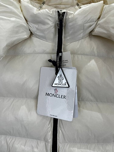 Moncler Kids Hooded Puffer Down Jacket – Cream White