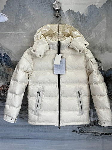 Moncler Kids Hooded Puffer Down Jacket – Cream White