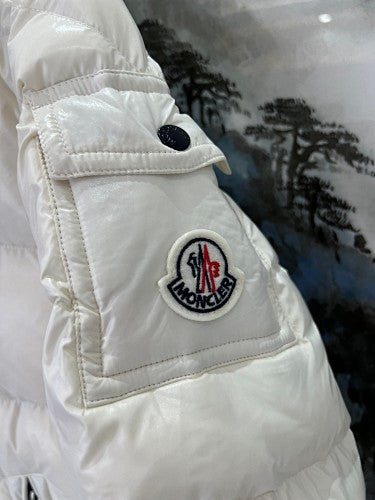 Moncler Kids Hooded Puffer Down Jacket – Cream White