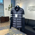 Moncler Knit-Sleeve Stripe Down Jacket
