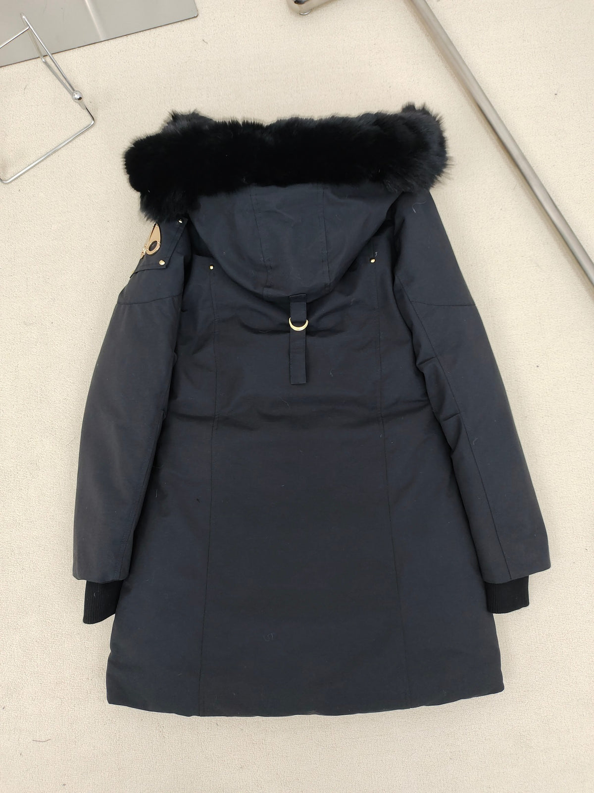 Moose Knuckles Women's Long Parka – Navy (Fur Hood)