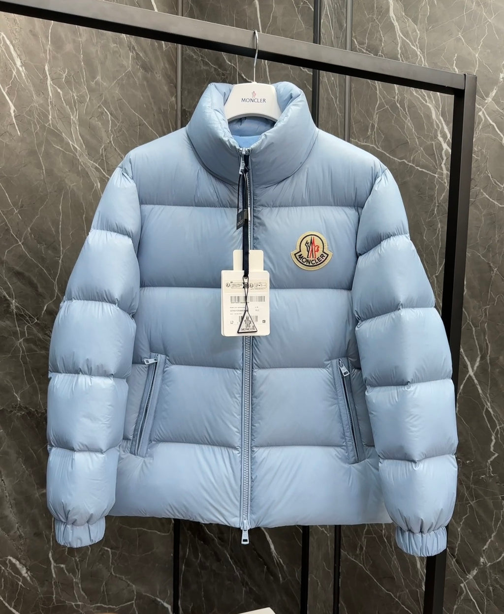 Moncler Oversized Badge Down Jacket – Sky Blue (Unisex)