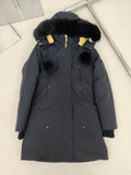 Moose Knuckles Women's Long Parka – Navy (Fur Hood)