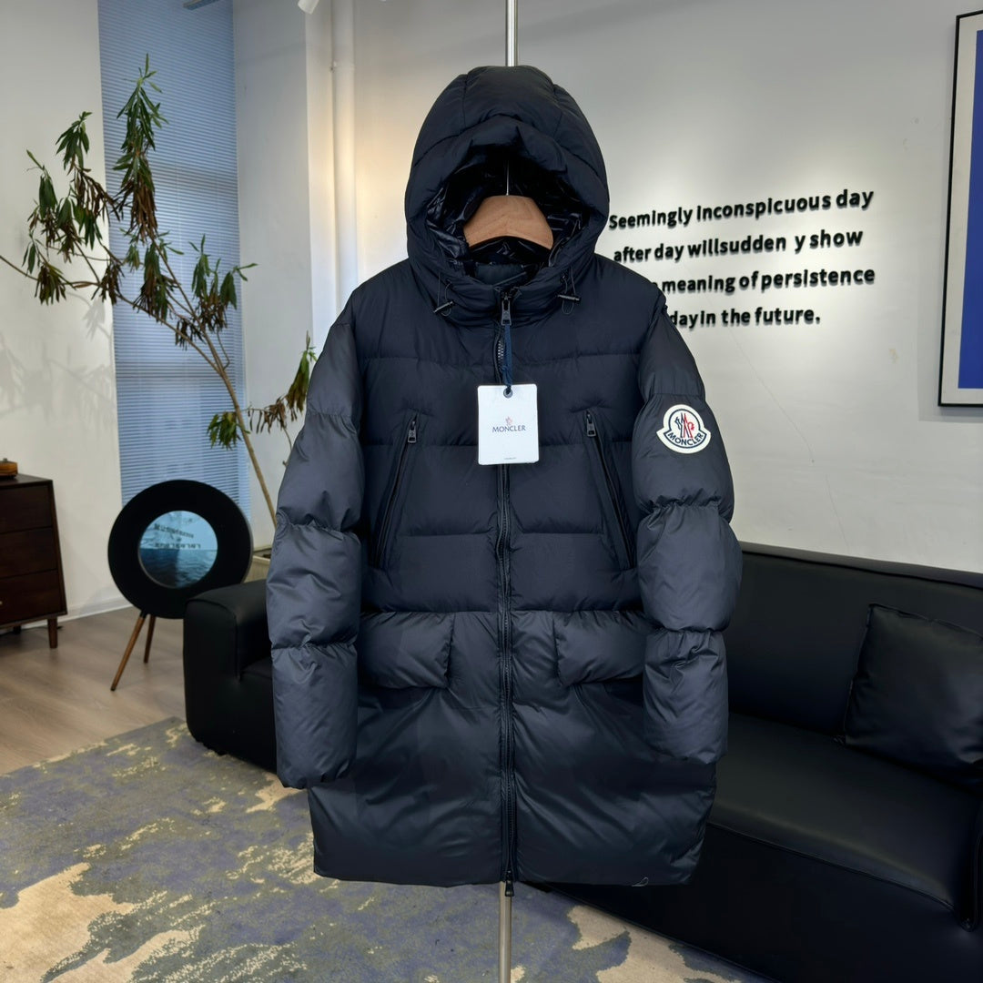 Moncler Bosona Long Down Coat – Large Logo