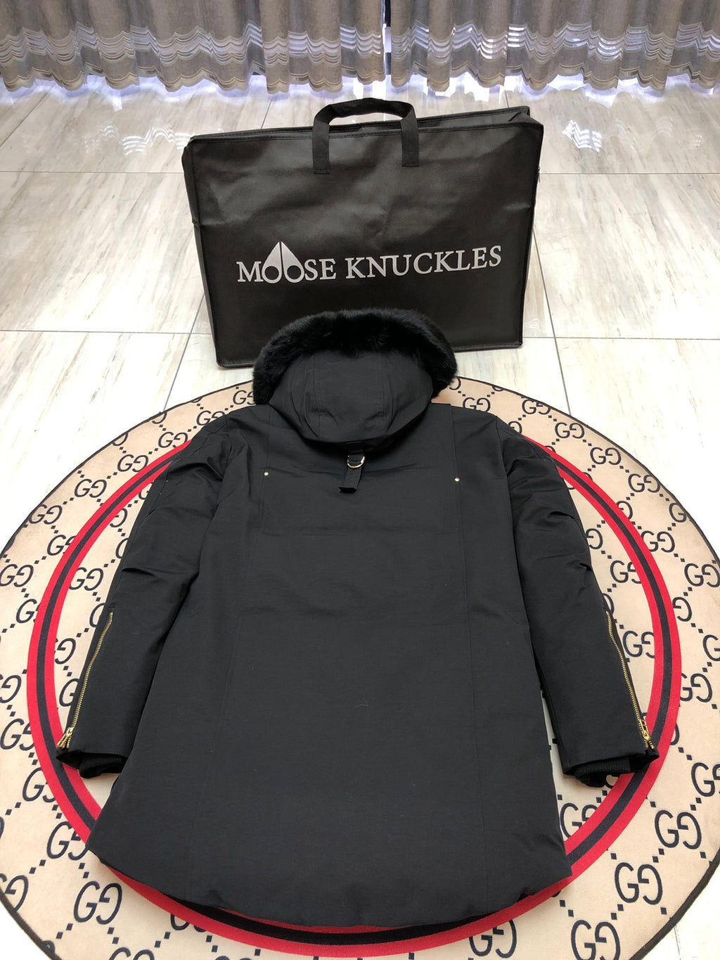 Moose Knuckles Men's Long Parka – Black (Fur Hood)