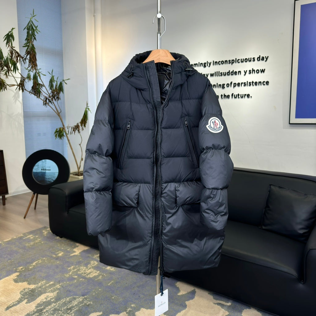 Moncler Bosona Long Down Coat – Large Logo