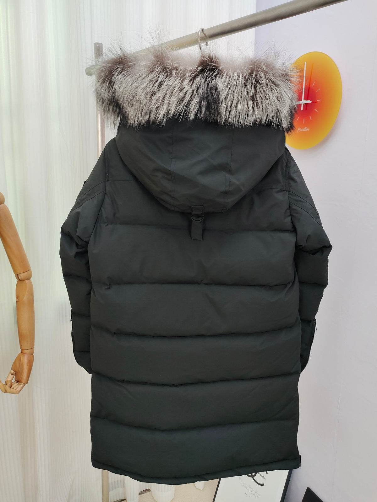 Moose Knuckles Women's Long Down Parka – Black with Fur Hood